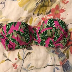 🌴NWOT ASOS Swim Pink/Green Leaves Bandeau🌴